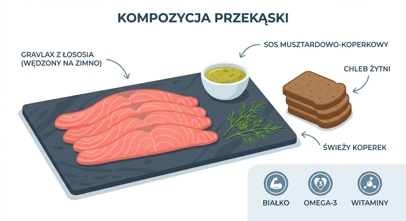 A close-up shot of thinly sliced, vibrant pink salmon trout gravlax arranged beautifully on a dark slate board, accompanied by a small bowl of mustard-dill sauce, slices of rye bread, and fresh dill sprigs.